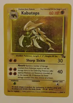 Kabutops 9/62 Fossil Holo Rare Vintage Pokemon TCG - Image 1