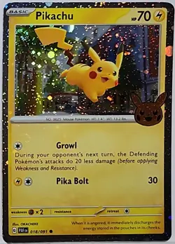 Fart Swirl 🌀 Pikachu 018 Cosmos Holo Bleed Error Rare Pokemon TCG ✨ Stamped 2 - Image 1