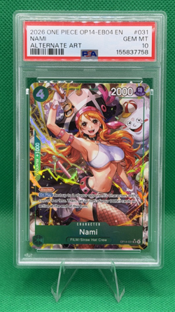 2026 One Piece CCG Nami ALT ART OP14-031 Azure Sea's Seven PSA 10 GEM MINT 💎 - Image 1