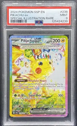 2024 POKEMON SSP EN-SURGING SPARKS SPECIAL ILLUSTRATION RARE PIKACHU EX PSA 9 - Image 1