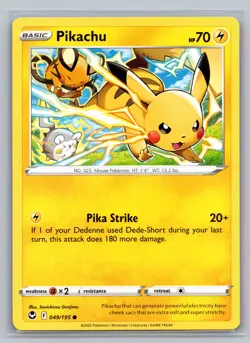 Pikachu SWSH12: Silver Tempest #049/195 Common Pokemon Card - Image 1