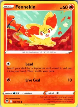 Fennekin Silver Tempest 025/195 Common Pokemon Near Mint - Image 1