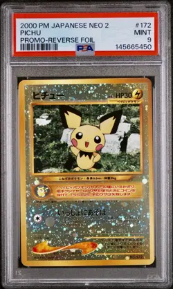 2000 POKEMON JAPANESE NEO 2 PROMO PICHU REVERSE FOIL #172 PSA 9 - Image 1