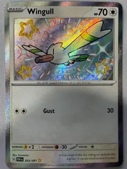 Wingull 203/091 Shiny Rare Paldean Fates Pokemon Holo Lightly Played - Image 1