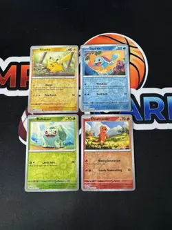 Pokemon Costco 151 Cosmo Foil Promo Set Pikachu Squirtle Charmander Bulbasaur - Image 1