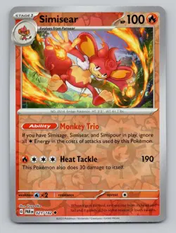 Reverse Holo Simisear #021/182 Uncommon SV04: Paradox Rift Pokemon - Image 1