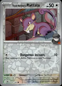 Team Rocket's Rattata 147/182 Common Destined Rivals Pokemon Reverse Holo NM - Image 1