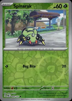 Spinarak 004/167 Common Twilight Masquerade Pokemon Reverse Holo Near Mint - Image 1