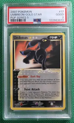 Pokemon Umbreon Gold Star Pop Series 5 #17/17 PSA 2 2007 - Image 1