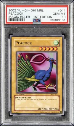 2002 YU-GI-OH! MRL-MAGIC RULER 1ST ED #011 PEACOCK PSA 10 - Image 1