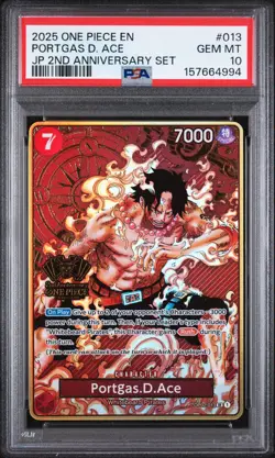 2025 ONE PIECE JP 2ND ANNIVERSARY SET PORTGAS D. ACE English PSA 10 Gem Mint - Image 1