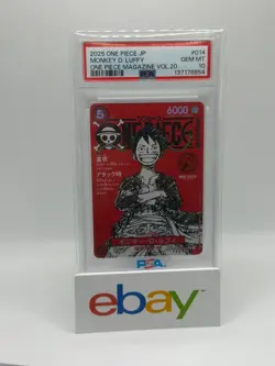 2025 ONE PIECE JAPANESE PROMOS MAGAZINE VOL.20 MONKEY D. LUFFY#014 PSA 10 GEM MT - Image 1