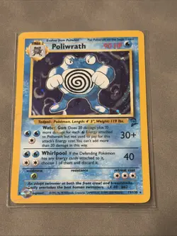 Poliwrath 15/130 Holo Rare Base Set 2 Pokemon Card Vintage WOTC LP - Image 1