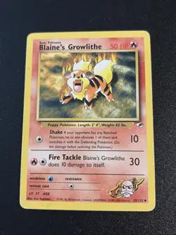 Pokemon Card - Blaine's Growlithe 35/132 Gym Heroes Uncommon Unlimited - Image 1