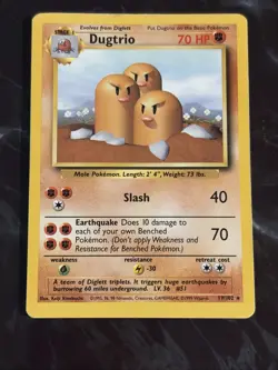 Dugtrio 19/102 MP Base Set Regular Rare Unlimited Pokemon TCG Card LP-MP - Image 1