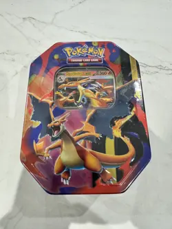 Pokemon TCG Mega Charizard Y EX Tin Sealed Charizard Promo Card Collectors Tin - Image 1