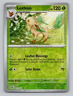 Reverse Holo Leafeon #011/167 Uncommon SV06: Twilight Masquerade Pokemon - Image 1