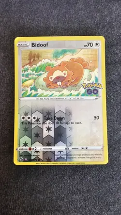 Pokemon Go Reverse Holo Bidoof Peelable Ditto Card 059/078 NM Condition - Image 1