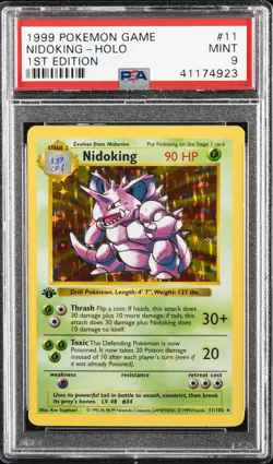 PSA 9 NIDOKING 11/102 | Base Set 1st Edition WOTC Holo Pokemon Card - Image 1