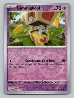 Reverse Holo Gimmighoul #088/182 Common SV04: Paradox Rift Pokemon - Image 1