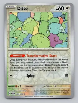 Reverse Holo Ditto #132/165 Rare SV: Scarlet & Violet 151 Pokemon - Image 1