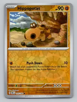 Reverse Holo Hippopotas #105/182 Common SV10: Destined Rivals Pokemon - Image 1