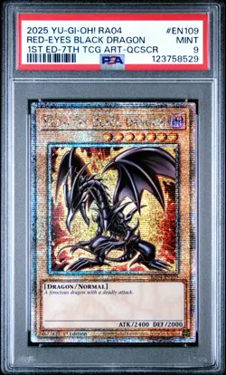YUGIOH PSA 9 2025 Red-Eyes Black Dragon RA04-EN109 QCR 1st Edition "7th Art" - Image 1