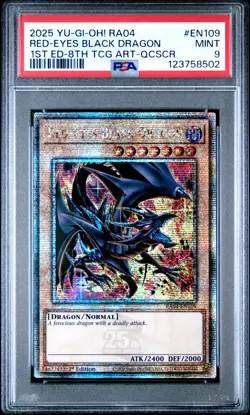 YUGIOH PSA 9 2025 Red-Eyes Black Dragon RA04-EN109 QCR 1st Edition "8th Art" - Image 1