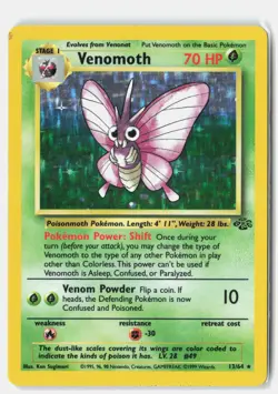 Venomoth 13/64 HOLO Rare Jungle Pokemon Unlimited Holo MP Ken Sugimori - Image 1