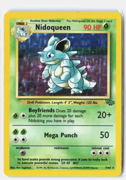 Nidoqueen 7/64 HOLO Rare Jungle Pokemon Unlimited Holo MP Ken Sugimori - Image 1