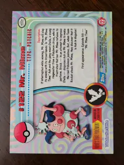 LP! HOLO FOIL - Mr. Mime #122 - Topps - Blue Label - Pokemon TCG TV Animation Ed - Image 2