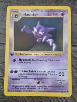 1999 Pokemon Base Set 1st Edition Shadowless Haunter Near Mint +++ - Image 1