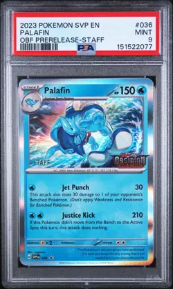 Pokemon Obsidian Flames Prerelease Staff SVP 038 Palafin PSA 9 - Image 1