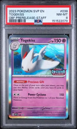 Pokemon Obsidian Flames Prerelease Staff SVP 038 Togekiss PSA 8 - Image 1