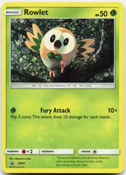 Rowlet - SM01 (General Mills Promo) Sun & Moon Promo SM01 LP Pokemon Holo - Image 1