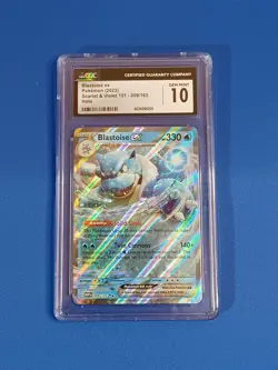 CGC 10 Gem Mint Pokemon Scarlet Violet 151 Blastoise EX 009/165 Holo Rare 2023 - Image 1
