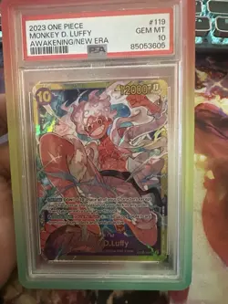 Bandai One Piece CCG Monkey D. Luffy OP05-119 Full Art Foil PSA 10 - Image 1