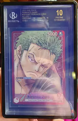 ONE PIECE OP01-001 Roronoa Zoro Alt Art Leader BGS 10 Black Label Romance Dawn - Image 1