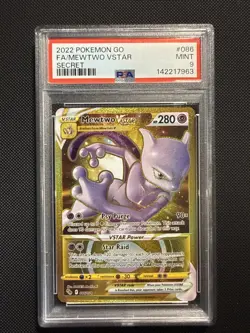 Pokemon Go Mewtwo VSTAR 2022 Full Art Secret Rare Card PSA 9 #086 - Image 1