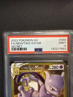 Pokemon Go Mewtwo VSTAR 2022 Full Art Secret Rare Card PSA 9 #086 - Image 2
