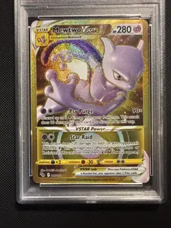 Pokemon Go Mewtwo VSTAR 2022 Full Art Secret Rare Card PSA 9 #086 - Image 3