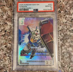 Bandai 2025 Gundam Card Game GD01 EN Gundam #001 Legend Rare++ Foil PSA 10 - Image 1