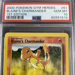 2000 Pokemon Gym Heroes Blaine's Charmander 1st Edition PSA 10 #61 Gem Mint - Image 3