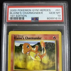 2000 Pokemon Gym Heroes Blaine's Charmander 1st Edition PSA 10 #61 Gem Mint - Image 5