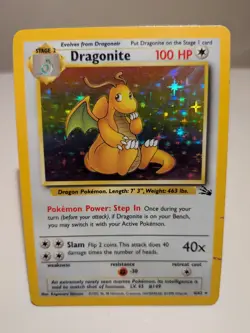 Pokemon TCG Dragonite 4/62 Fossil Holo Rare Unlimited English 1999 100 HP - Image 1