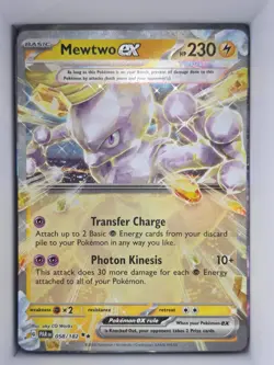 Pokemon TCG Mewtwo ex 058/182 Double Rare Holo Paradox Rift PAR Near Mint - Image 1