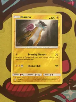 Pokemon Raikou 32/73 - Reverse Holo Rare - SM Shining Legends - Excellent - Image 1