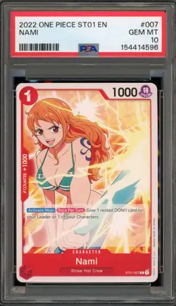 One Piece CCG Nami ST01-007 PRE ERRATA PSA 10 Gem Mint - Image 1