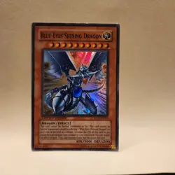 2 x Blue-Eyes Shining Dragon MOV-EN001 Super Rare Holo Vintage YuGiOh Card LP/NM - Image 1