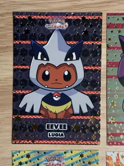 Eevee Ponchos Pokemon Let's Go Eevee Card Database GOLD STARS - 9 Card Set - Image 4
